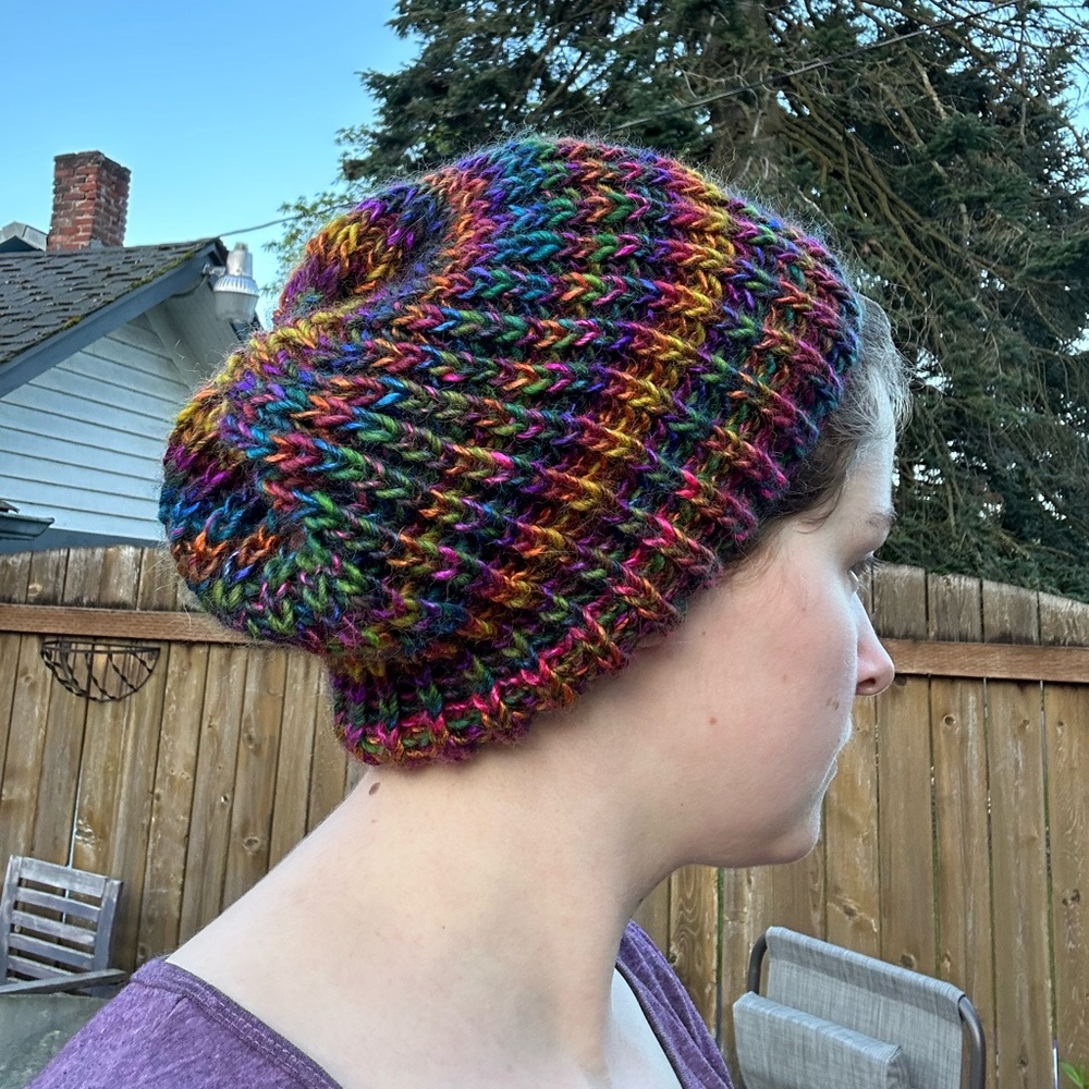 Slouchy rainbow beanie